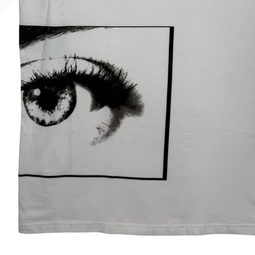 Calvin Klein Women Graphic Eye Logo T-Shirt White Short Sleeve Crewneck Tee, Med - Picture 4 of 8